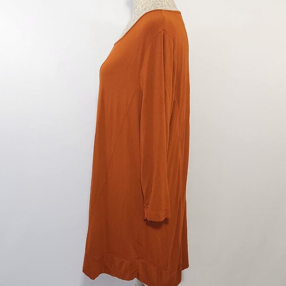 Zenergy by Chico's SZ 2/L Burnt Orange 3/4 Sleeve Scoop Neck Seam Detail Tunic - Picture 9 of 14